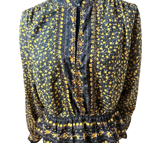 Free People | If I Had You Sheet Floral Beaded Embellished Peplum Top | Sz S - Picture 2 of 9